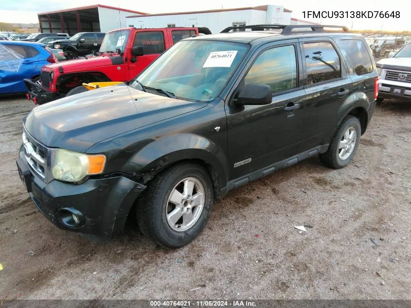 2008 Ford Escape Xlt VIN: 1FMCU93138KD76648 Lot: 40764021