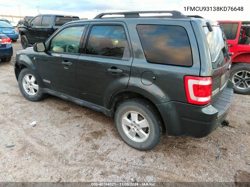 2008 Ford Escape Xlt VIN: 1FMCU93138KD76648 Lot: 40764021