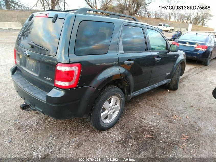 2008 Ford Escape Xlt VIN: 1FMCU93138KD76648 Lot: 40764021