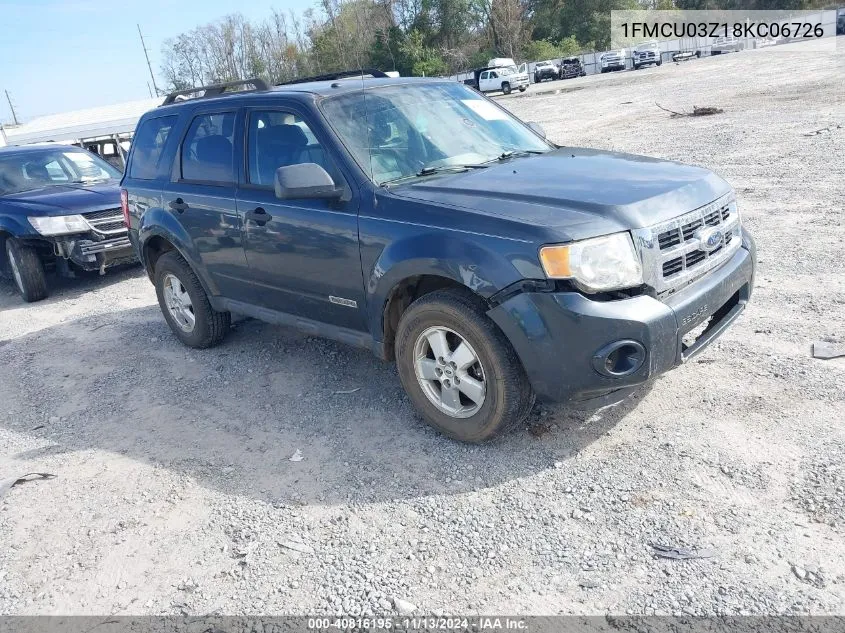 2008 Ford Escape Xlt VIN: 1FMCU03Z18KC06726 Lot: 40816195