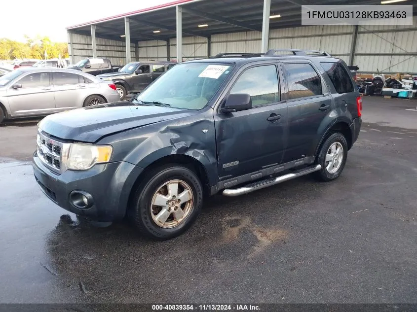 2008 Ford Escape Xlt VIN: 1FMCU03128KB93463 Lot: 40839354