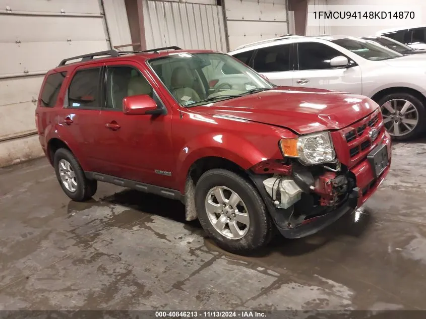 2008 Ford Escape Limited VIN: 1FMCU94148KD14870 Lot: 40846213