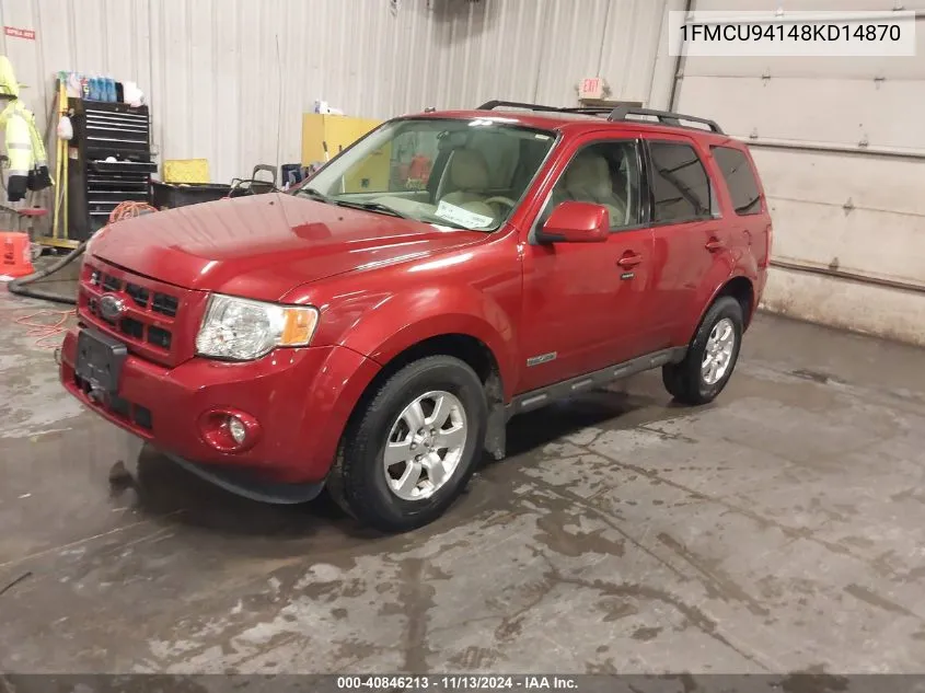 2008 Ford Escape Limited VIN: 1FMCU94148KD14870 Lot: 40846213