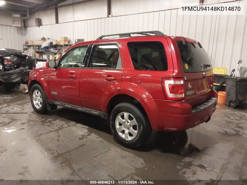 2008 Ford Escape Limited VIN: 1FMCU94148KD14870 Lot: 40846213