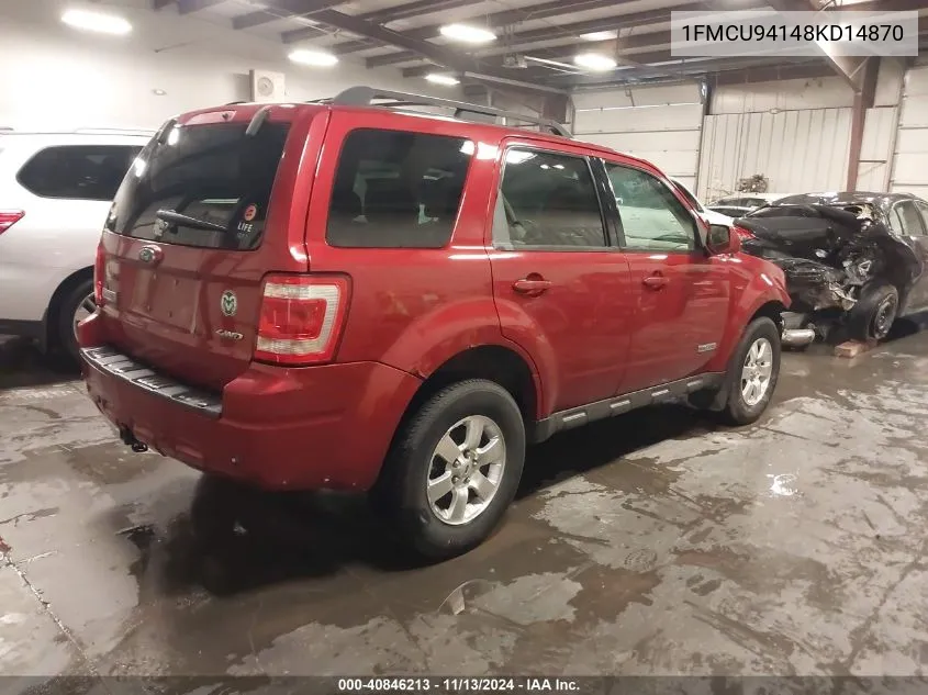 2008 Ford Escape Limited VIN: 1FMCU94148KD14870 Lot: 40846213