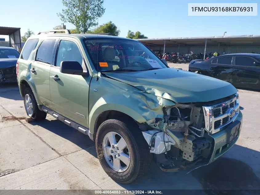 2008 Ford Escape Xlt VIN: 1FMCU93168KB76931 Lot: 40854883