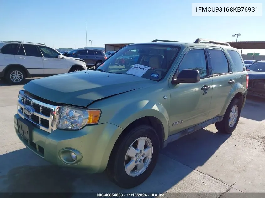 2008 Ford Escape Xlt VIN: 1FMCU93168KB76931 Lot: 40854883