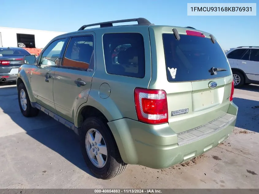 2008 Ford Escape Xlt VIN: 1FMCU93168KB76931 Lot: 40854883