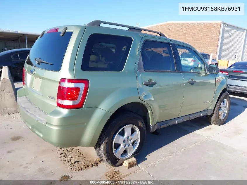 2008 Ford Escape Xlt VIN: 1FMCU93168KB76931 Lot: 40854883