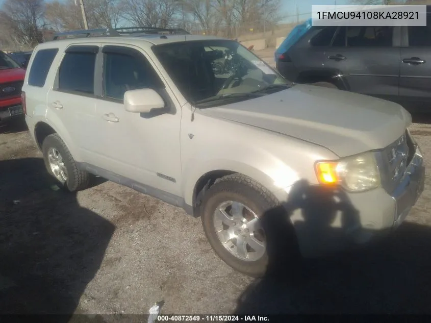 2008 Ford Escape Limited VIN: 1FMCU94108KA28921 Lot: 40872549