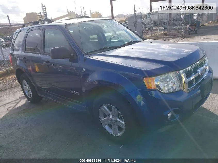 2008 Ford Escape Hybrid VIN: 1FMCU49H98KB42800 Lot: 40873585