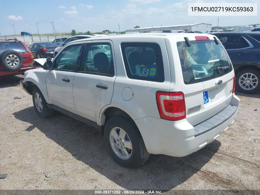 2009 Ford Escape Xls/Xls Manual VIN: 1FMCU02719KC59363 Lot: 39371252