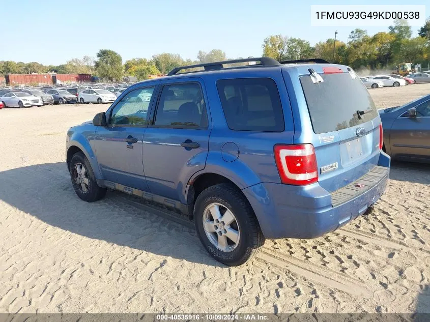 2009 Ford Escape Xlt VIN: 1FMCU93G49KD00538 Lot: 40535916