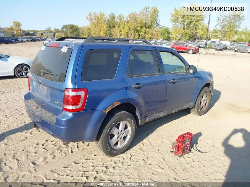 2009 Ford Escape Xlt VIN: 1FMCU93G49KD00538 Lot: 40535916