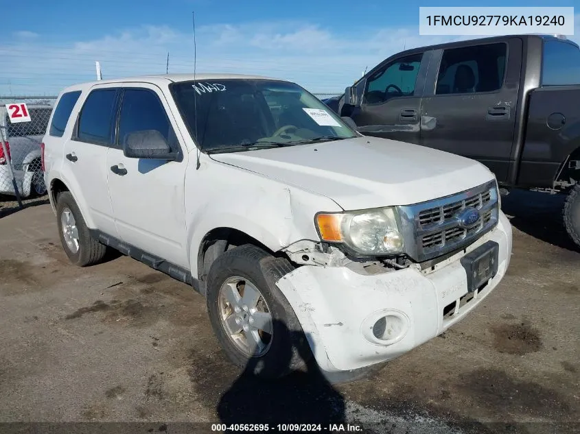 2009 Ford Escape Xls VIN: 1FMCU92779KA19240 Lot: 40562695