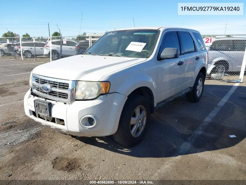 2009 Ford Escape Xls VIN: 1FMCU92779KA19240 Lot: 40562695