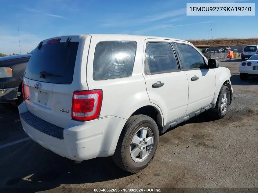 2009 Ford Escape Xls VIN: 1FMCU92779KA19240 Lot: 40562695