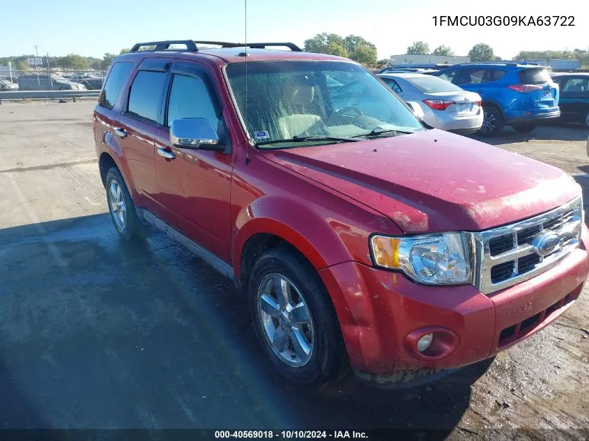 2009 Ford Escape Xlt VIN: 1FMCU03G09KA63722 Lot: 40569018