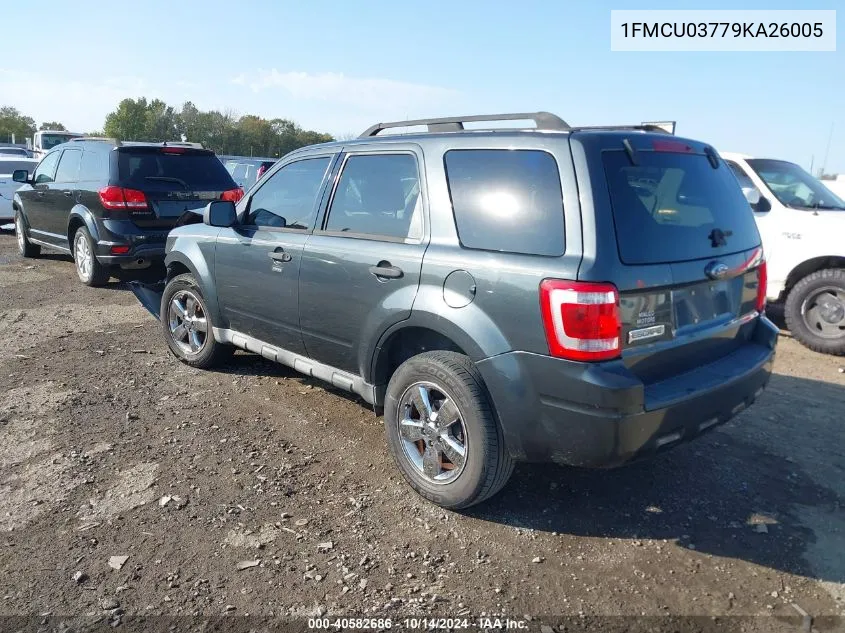 2009 Ford Escape Xlt VIN: 1FMCU03779KA26005 Lot: 40582686