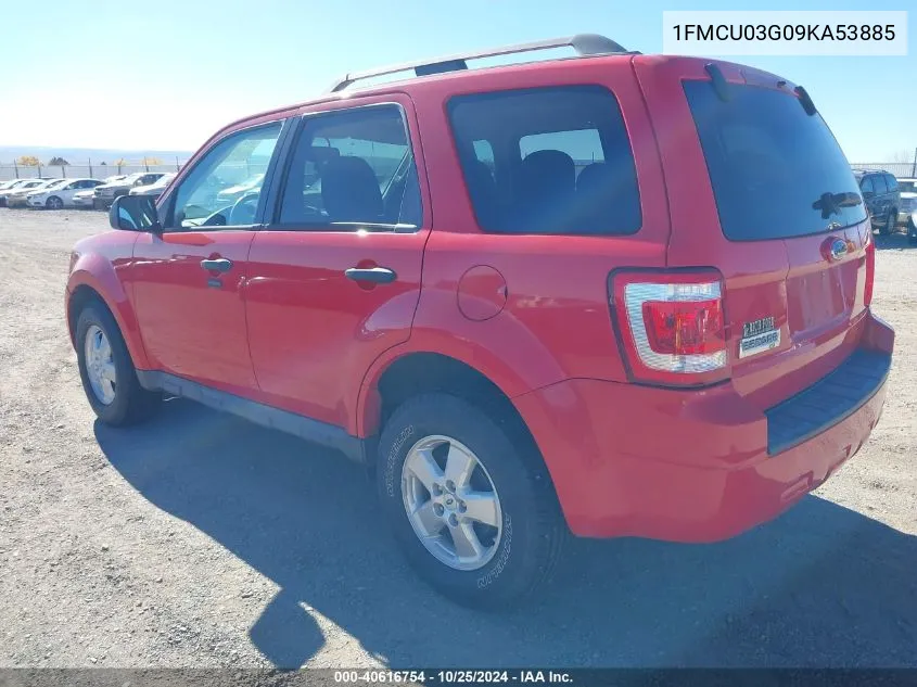 2009 Ford Escape Xlt VIN: 1FMCU03G09KA53885 Lot: 40616754