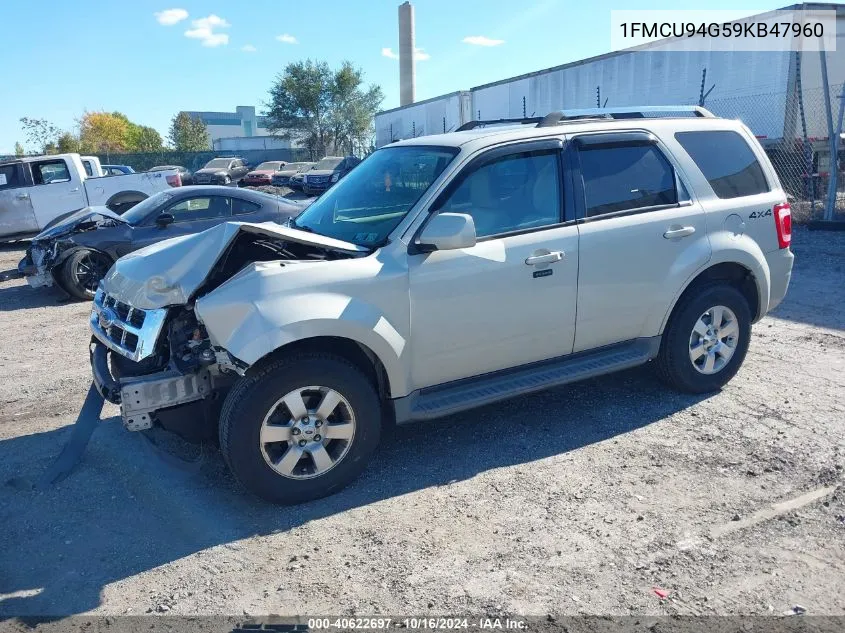 2009 Ford Escape Limited VIN: 1FMCU94G59KB47960 Lot: 40622697