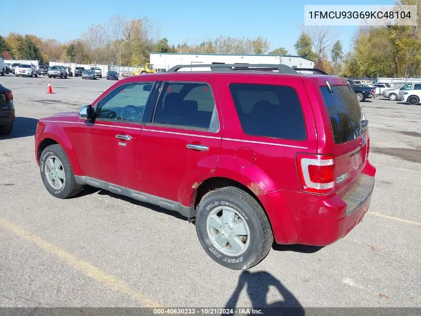 2009 Ford Escape Xlt VIN: 1FMCU93G69KC48104 Lot: 40630233