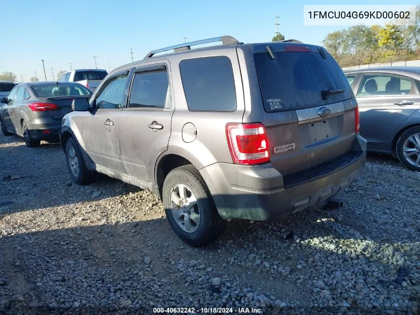 2009 Ford Escape Limited VIN: 1FMCU04G69KD00602 Lot: 40632242