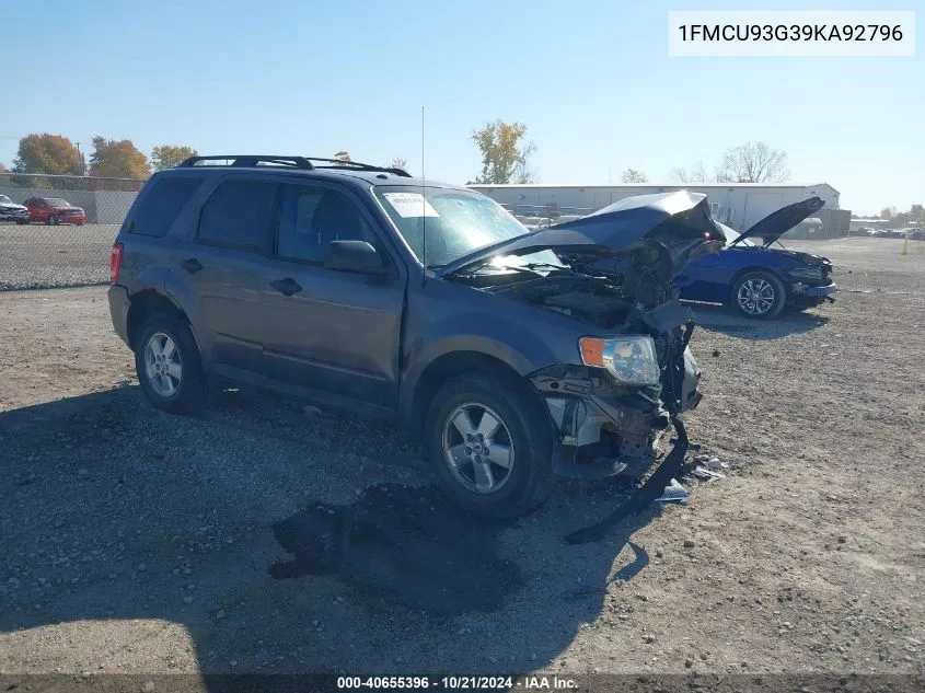 2009 Ford Escape Xlt VIN: 1FMCU93G39KA92796 Lot: 40655396