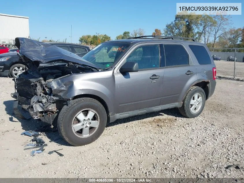 2009 Ford Escape Xlt VIN: 1FMCU93G39KA92796 Lot: 40655396