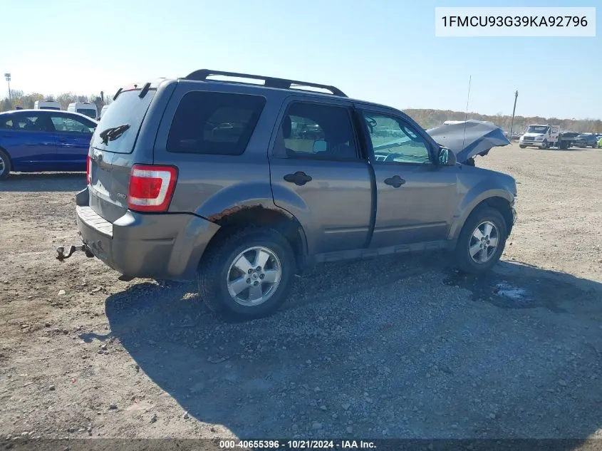 2009 Ford Escape Xlt VIN: 1FMCU93G39KA92796 Lot: 40655396