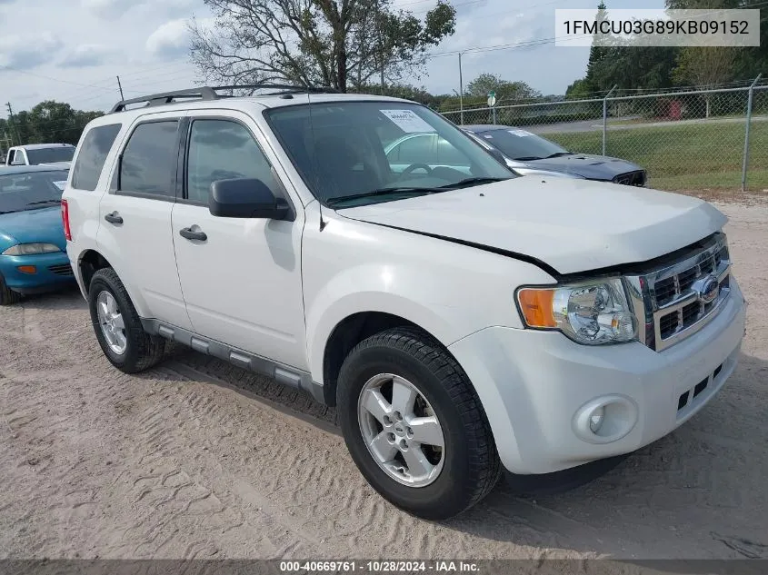 2009 Ford Escape Xlt VIN: 1FMCU03G89KB09152 Lot: 40669761