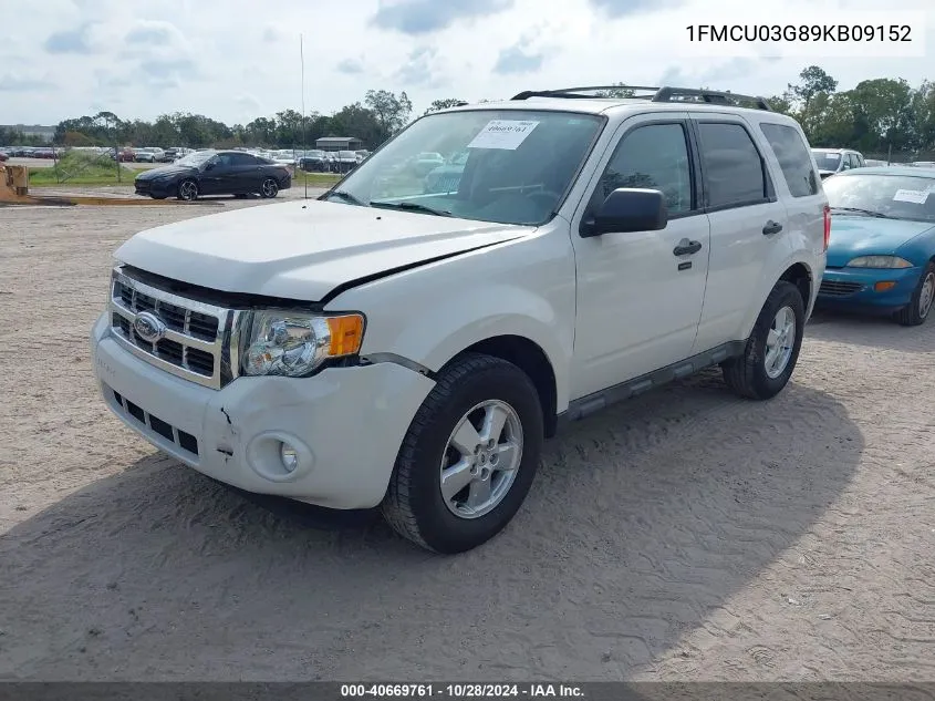 2009 Ford Escape Xlt VIN: 1FMCU03G89KB09152 Lot: 40669761