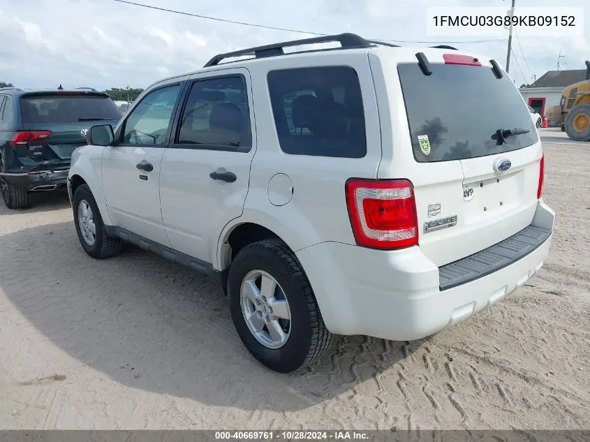 2009 Ford Escape Xlt VIN: 1FMCU03G89KB09152 Lot: 40669761