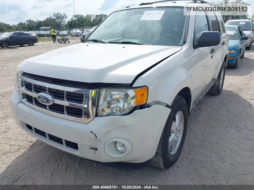 2009 Ford Escape Xlt VIN: 1FMCU03G89KB09152 Lot: 40669761