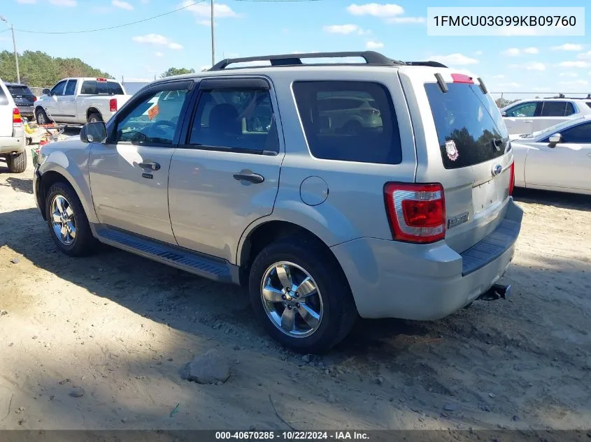 2009 Ford Escape Xlt VIN: 1FMCU03G99KB09760 Lot: 40670285