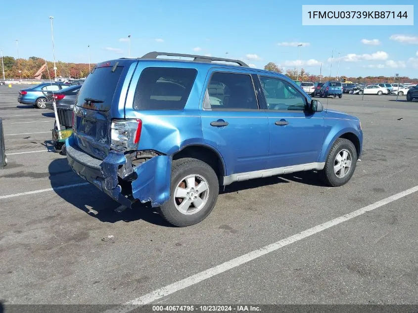 2009 Ford Escape Xlt VIN: 1FMCU03739KB87144 Lot: 40674795