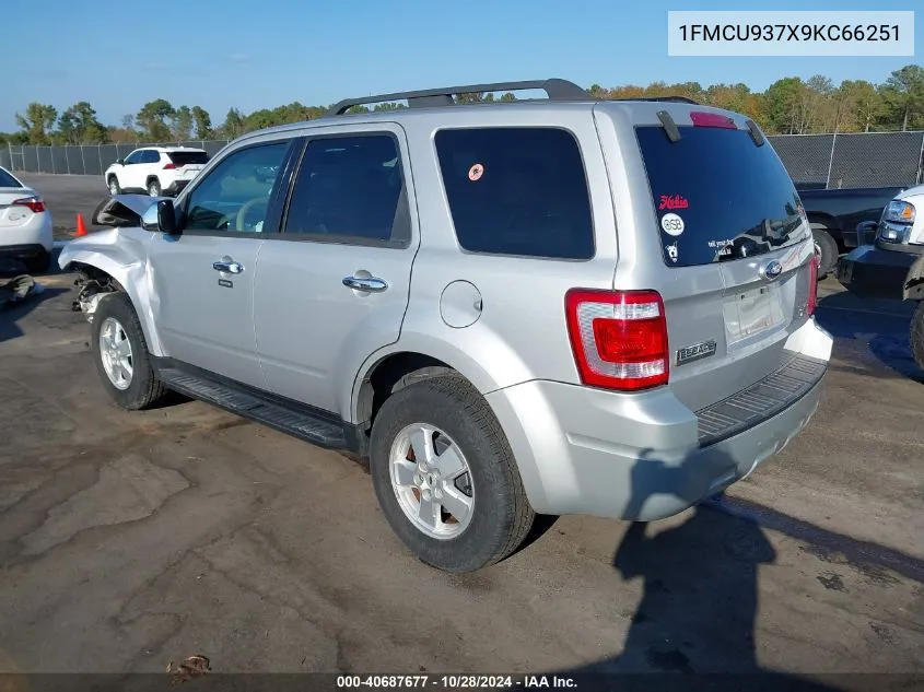 2009 Ford Escape Xlt VIN: 1FMCU937X9KC66251 Lot: 40687677