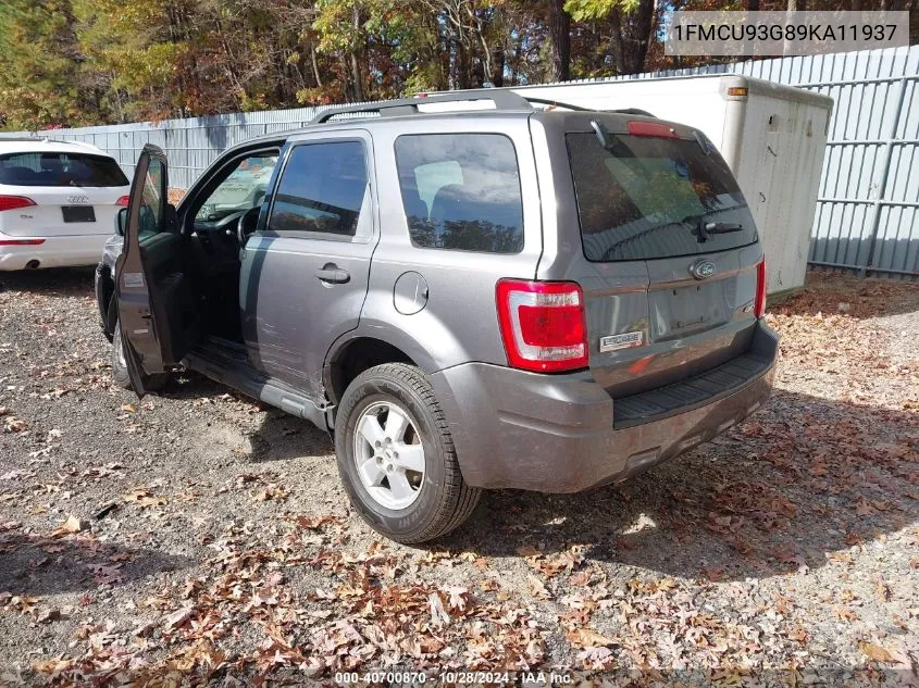 2009 Ford Escape Xlt VIN: 1FMCU93G89KA11937 Lot: 40700870