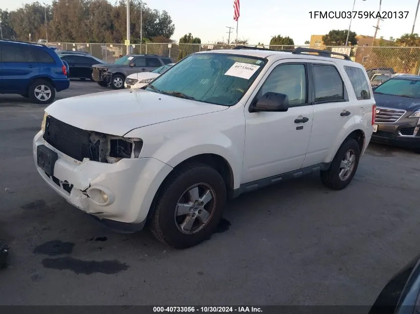 2009 Ford Escape Xlt VIN: 1FMCU03759KA20137 Lot: 40733056