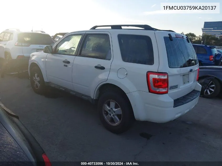 2009 Ford Escape Xlt VIN: 1FMCU03759KA20137 Lot: 40733056