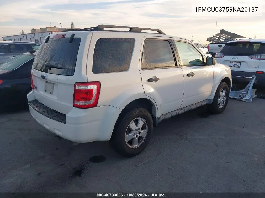 2009 Ford Escape Xlt VIN: 1FMCU03759KA20137 Lot: 40733056