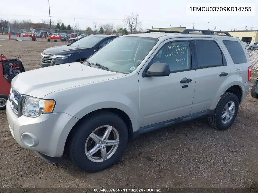 2009 Ford Escape Xlt VIN: 1FMCU03709KD14755 Lot: 40837634