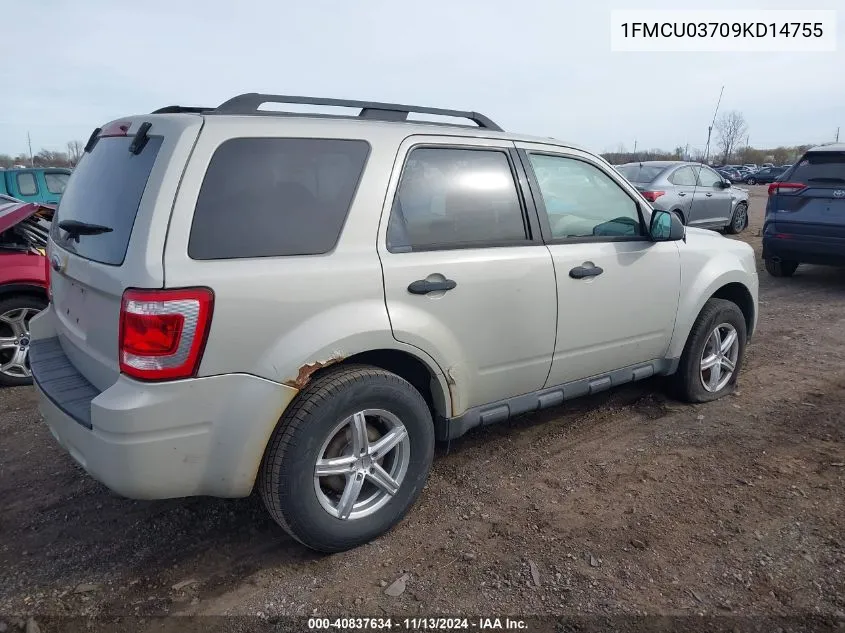 2009 Ford Escape Xlt VIN: 1FMCU03709KD14755 Lot: 40837634