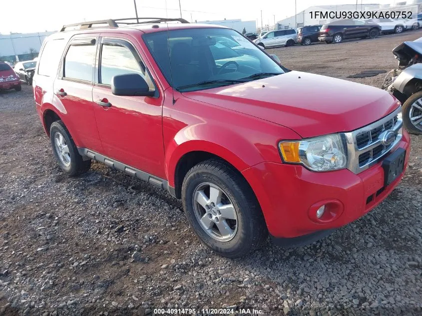 2009 Ford Escape Xlt VIN: 1FMCU93GX9KA60752 Lot: 40914795