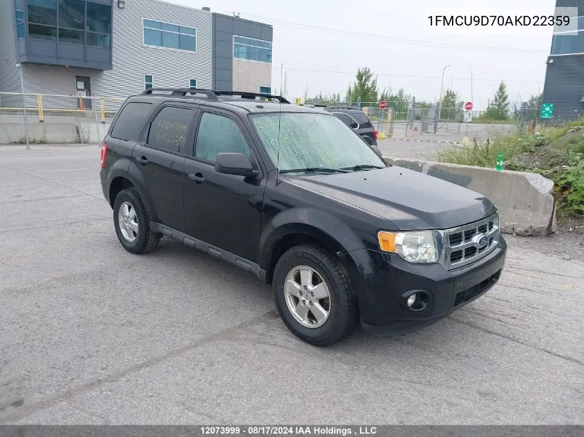 2010 Ford Escape VIN: 1FMCU9D70AKD22359 Lot: 12073999