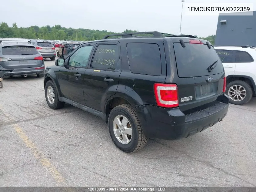 2010 Ford Escape VIN: 1FMCU9D70AKD22359 Lot: 12073999