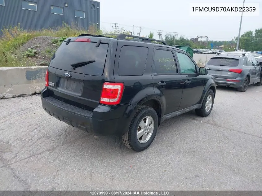 2010 Ford Escape VIN: 1FMCU9D70AKD22359 Lot: 12073999