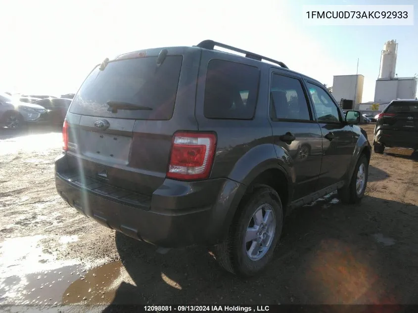 2010 Ford Escape Xlt VIN: 1FMCU0D73AKC92933 Lot: 12098081