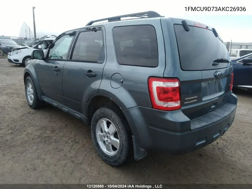 2010 Ford Escape Xlt VIN: 1FMCU9D73AKC26936 Lot: 12120580