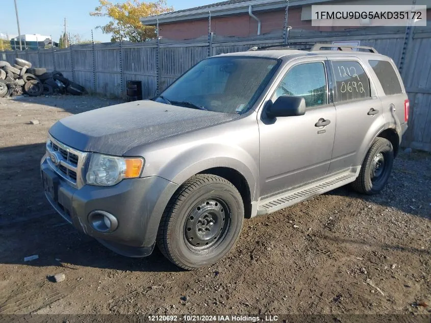 2010 Ford Escape VIN: 1FMCU9DG5AKD35172 Lot: 12120692